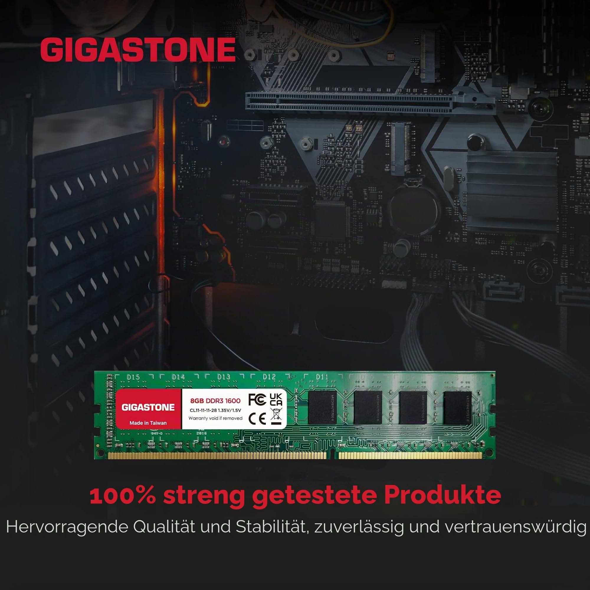 DDR3 RAM: Gigastone RAM, 16 GB (2 x 8 GB), DDR3, 16 GB, DDR3-1600 MHz, PC3-12800, CL11, 1,5 V, UDIMM, 240-polig, ungepuffert, Nicht-ECC, für PC, Computer, Desktop-Speichermodul, RAM-Upgrade-Kit (nur