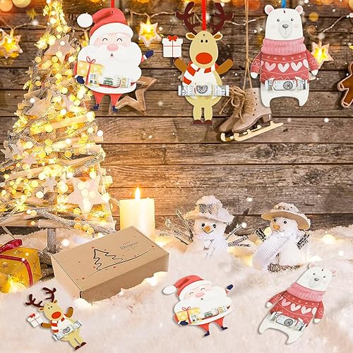 Miniatura 6 de 12 piezas de adornos de Navidad para tarjetas de dinero, decoración colgante de tarjetas de dinero, soportes de dinero de Navidad para dinero en