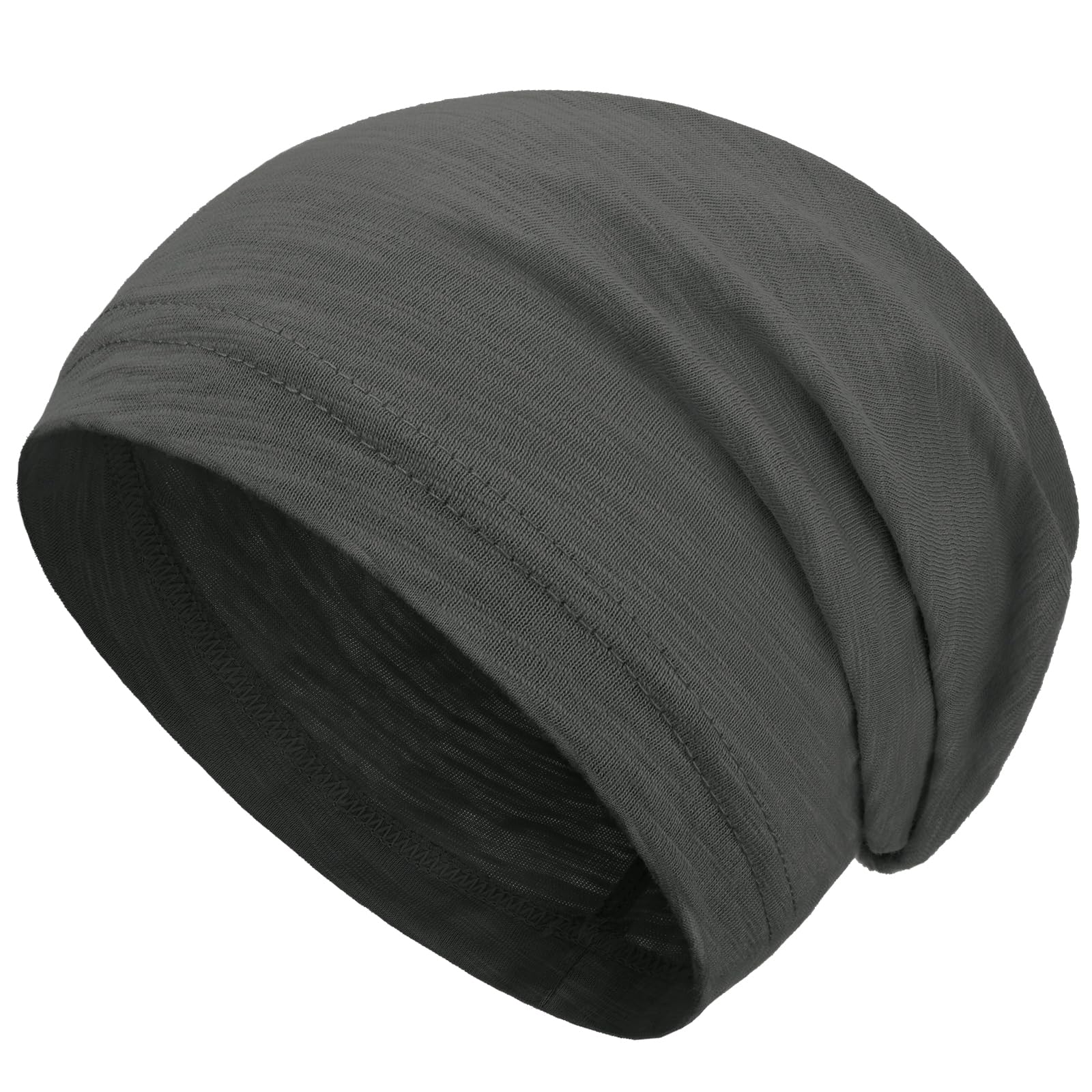 Simapu 100% Cotton Beanie for Men Women, Thin Slouchy Beanies Lightweight Chemo Skull Cap Daily Summer Hat Oversize Headwear — view 9