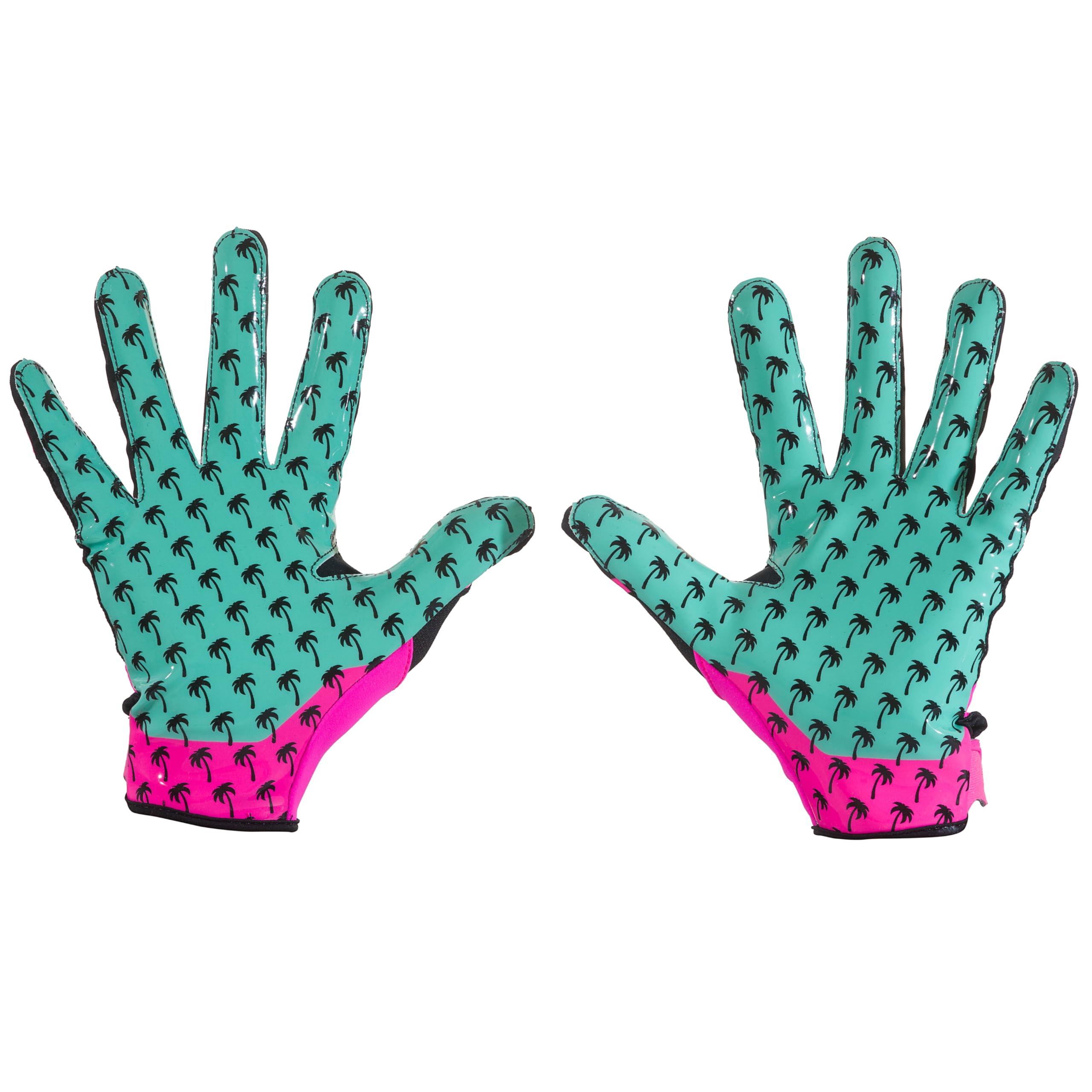 MASSOV EVO2 Youth Football Gloves – Sticky Grip ProTac Palms, Breathable Mesh Fit, SFIA – Kids Football Gloves - Youth, X-Small, Miami Vice Color