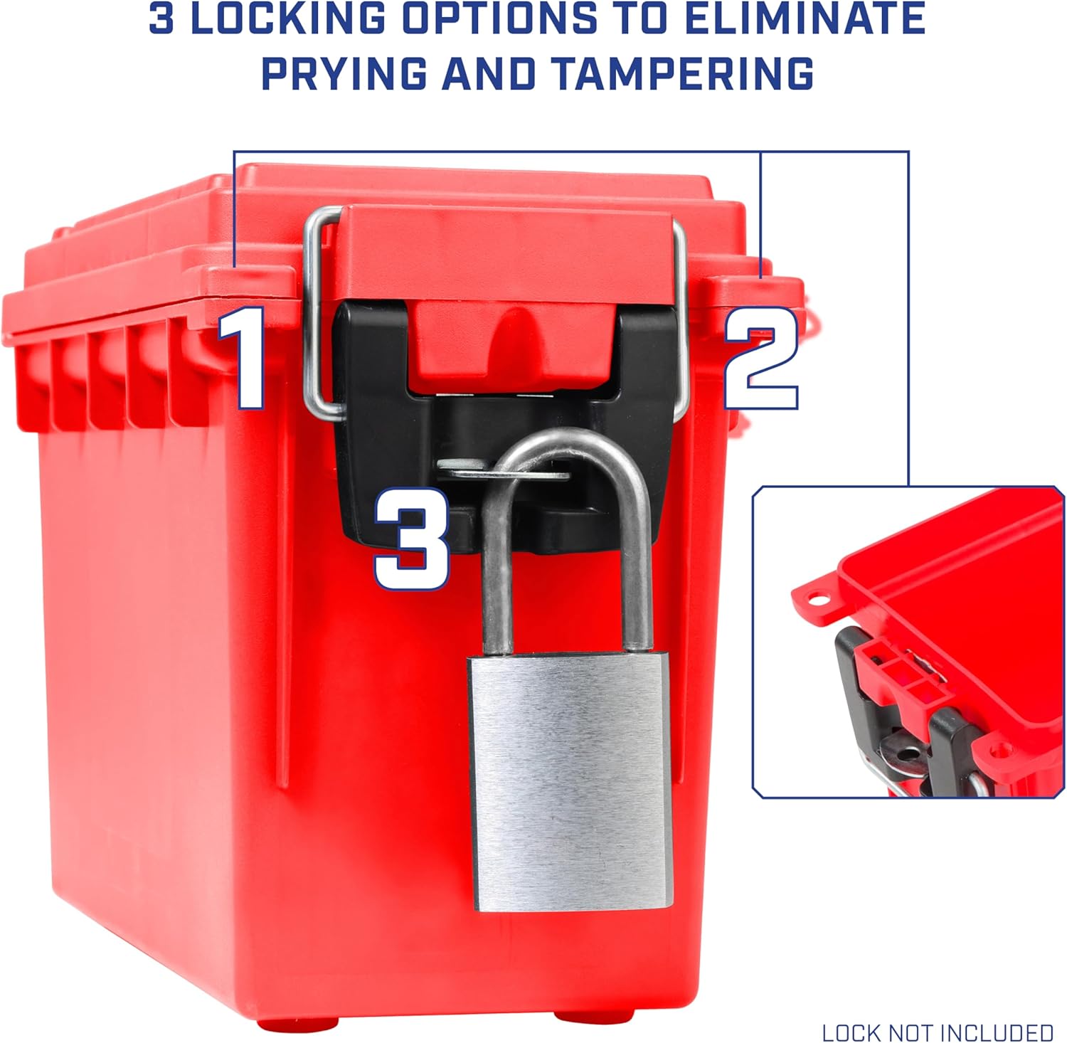 Sheffield 12636 Ammo Storage Box, Stackable .30 Cal Field Boxes, Water and Dust Resistant, Lockable Storage Box with Handle, Secures Hunting Gear, Supplies, and Bullets, Made in USA, Red, (Pack of 6)