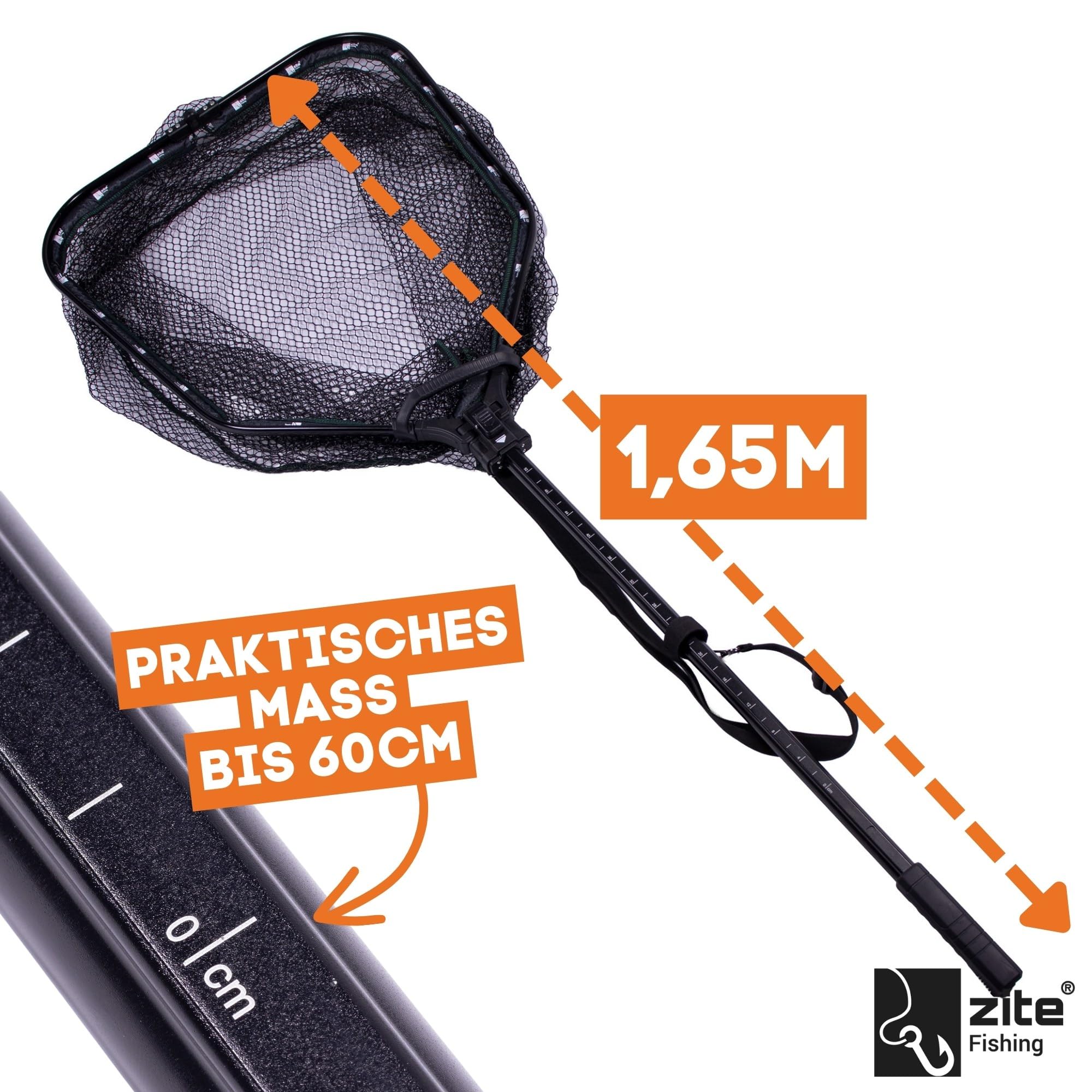 Zite Fishing - Red de pesca para peces depredadores (165 cm, con correa para el hombro)