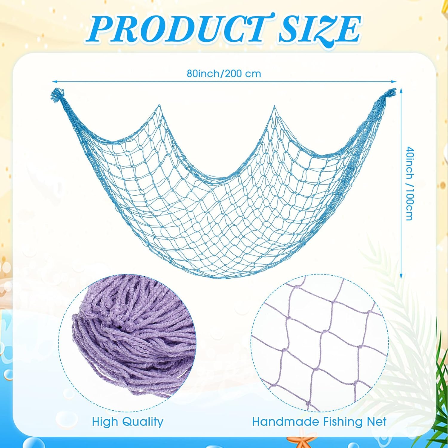 Wesnoy 12 Pack Nature Fish Net Wall Decoration 80 x 40 Inch Decorative Fishing Net Beach Theme Under The Sea Decor for Beach Mermaid Ocean Birthday Wedding Photography Wall Decoration Hawaiian Party