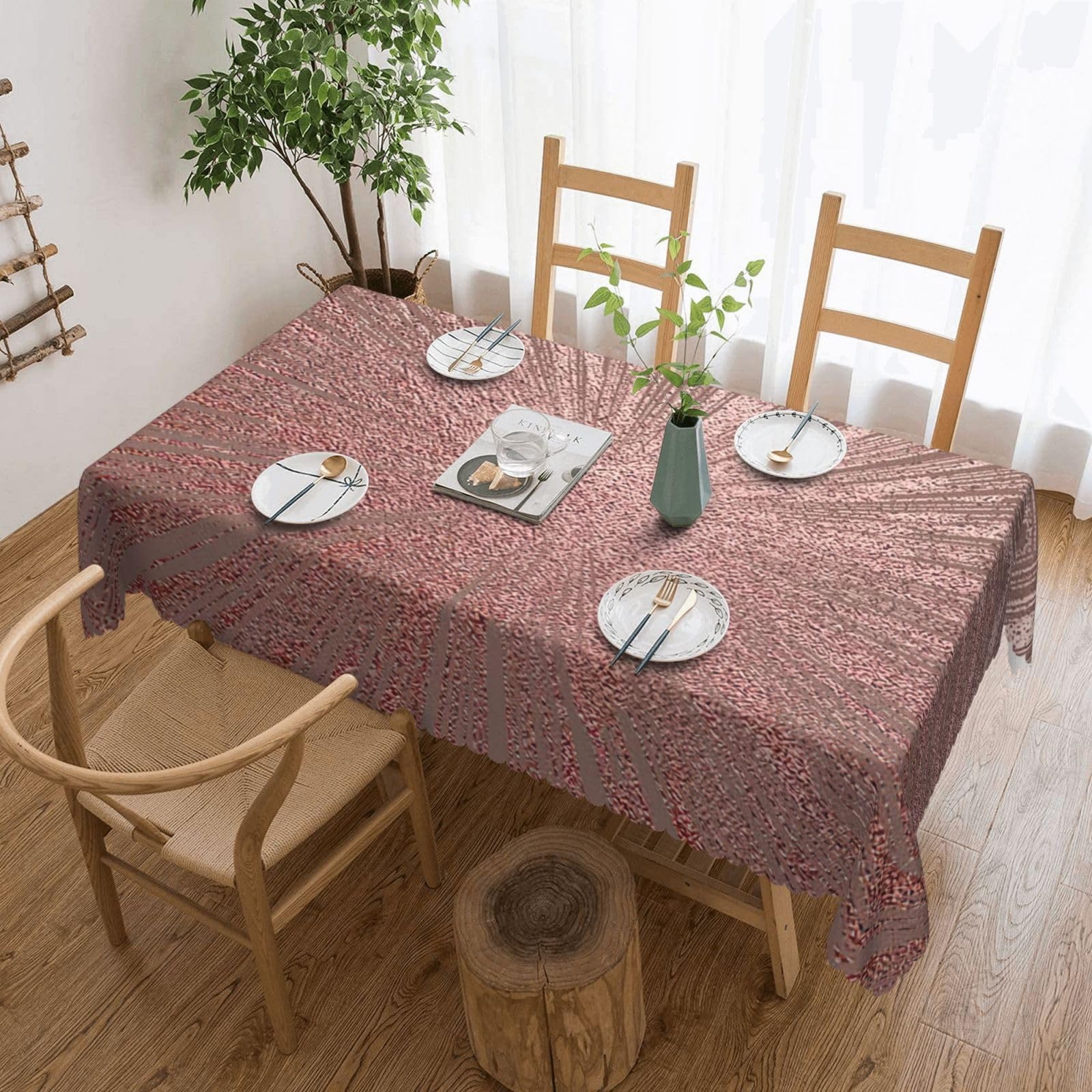 Nappe or rose 137x182 cm lavable et polyvalente pour table de cuisine et fête