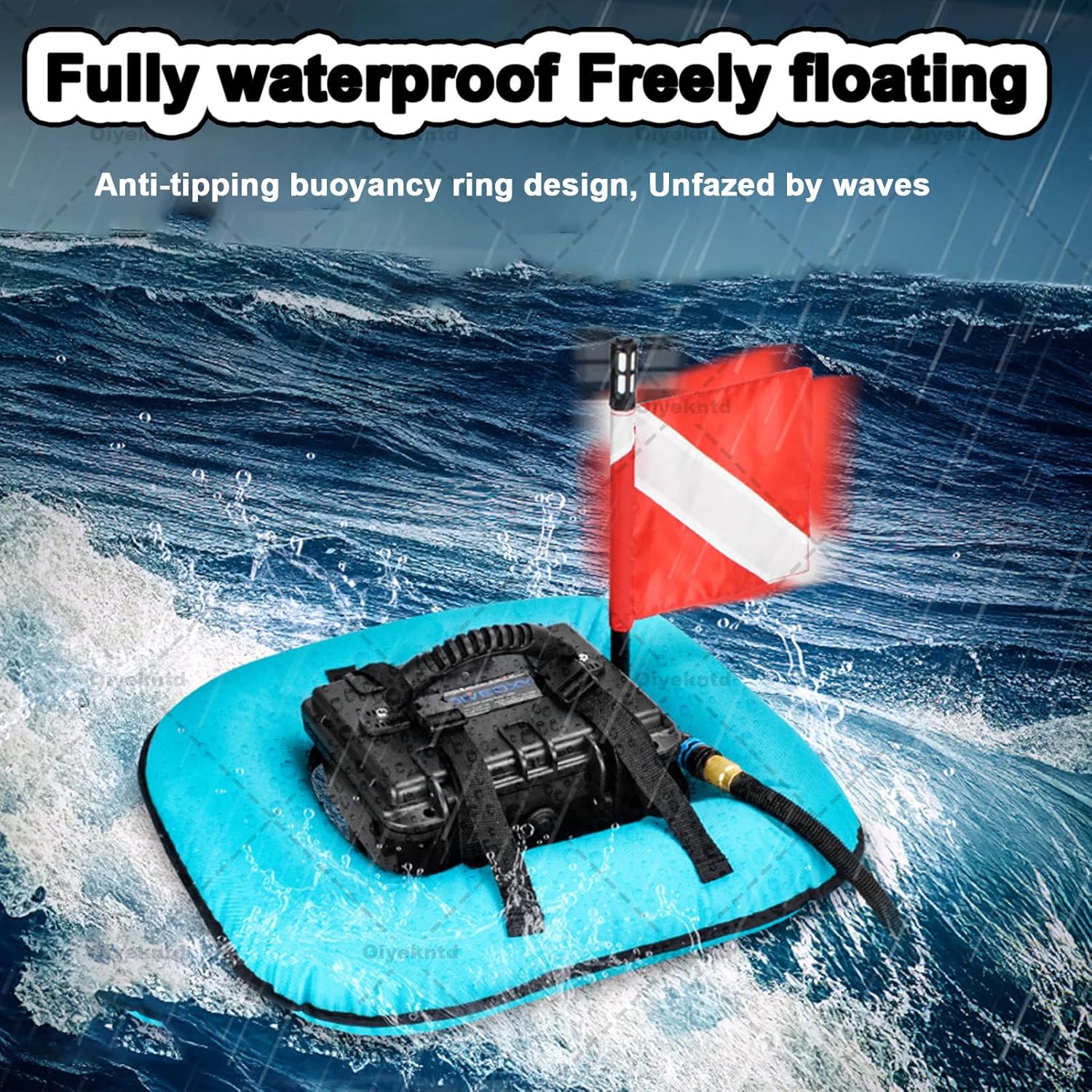 Diving Ventilator, Tankless Diving System, Underwater Breathing Device Portable Rechargeable Electric Diving Tespirator with 9m Hose & Breathing Regulator, 60-70Min Endurance Blue-1Battery