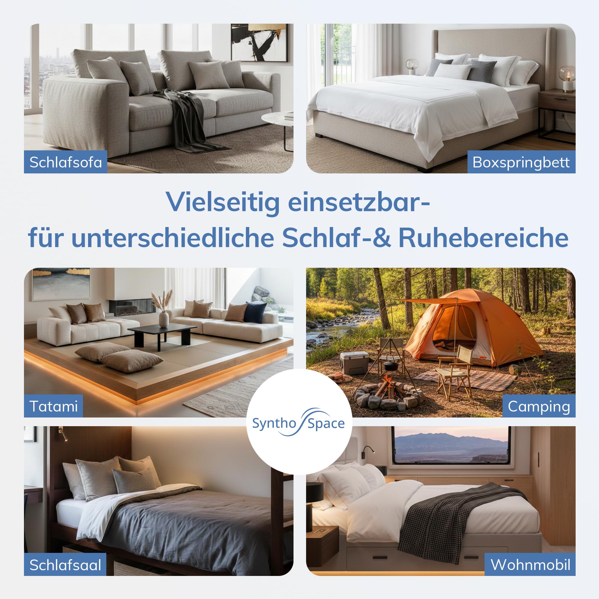 SynthoSpace Matratzen Topper 140x200cm H2, Matratzentopper 140x200 Schlafsofa Bett Memory Foam, Mattress Topper 140x200 Boxspringbett Topper Bezug Waschbarer 5cm Höhe