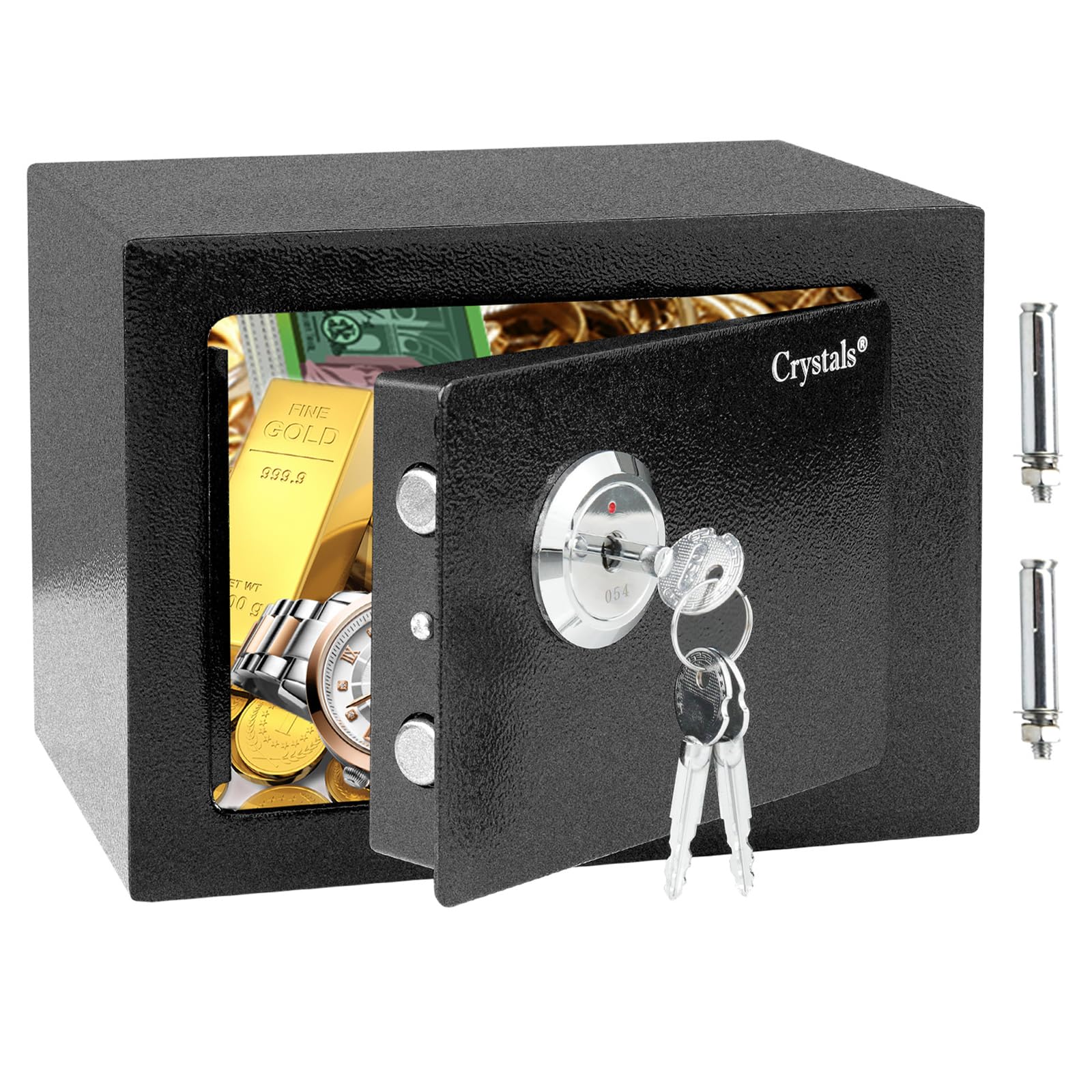 Heavy Duty Steel Digital Electronic Security Safe Home Office Money Safety Box By Crystals® (4.6L 3 Keys Safe_Black)