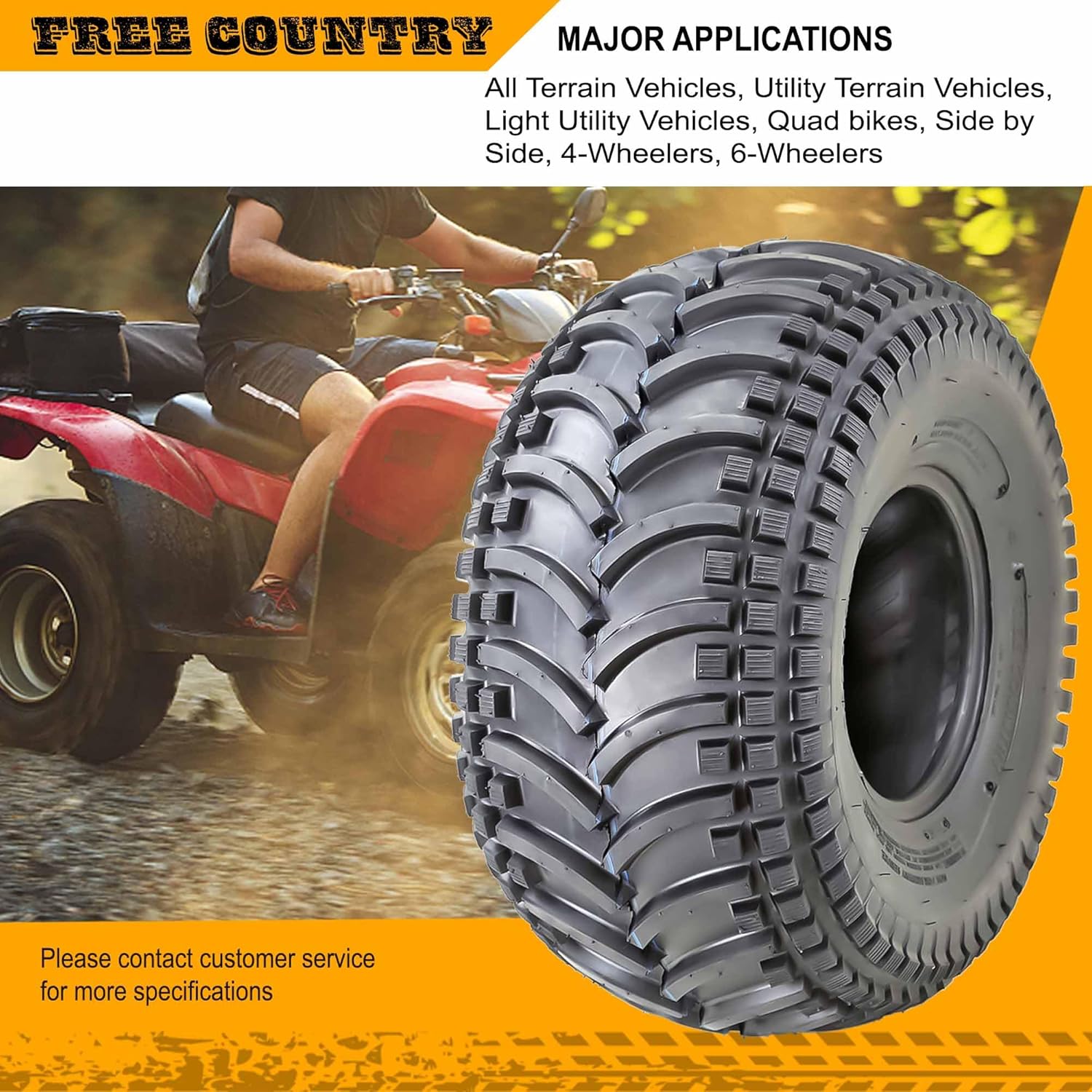 FREE COUNTRY 25X12-9 ATV Tires 4 Ply 25x12x9 -Set of 2-10408