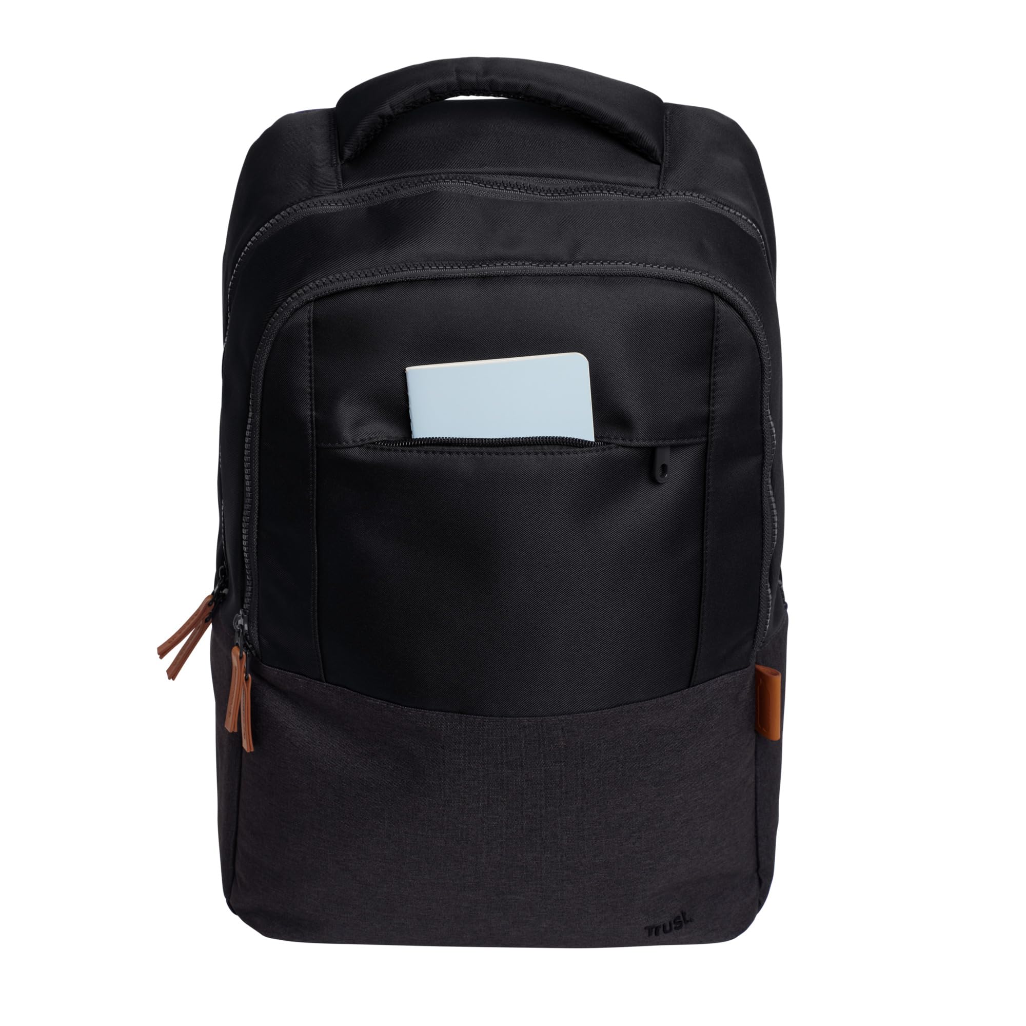 Trust Lisboa Sac à Dos pour Ordinateur Portable 16 Pouces, 23 Litres, Noir | avec Sangle pour Chariot, Plastique Recyclé, Backpack PC Voyage Homme Femme Collège Loisir Affaire Travail