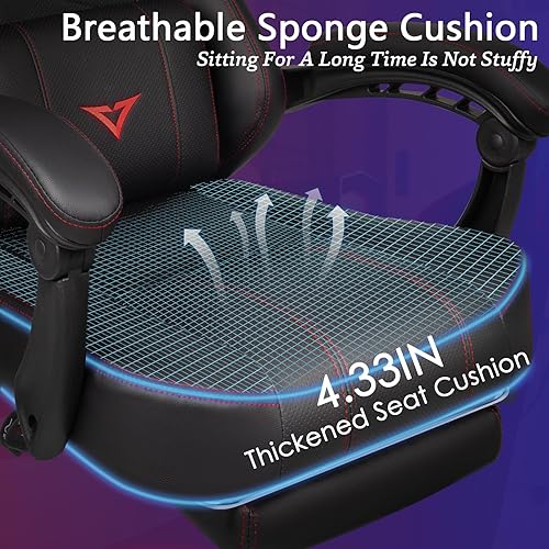 Miniatura 4 de Waleaf Silla de juegos grande y alta para adultos con reposapiés, capacidad de peso de 400 libras, sillas de videojuegos para oficina, silla