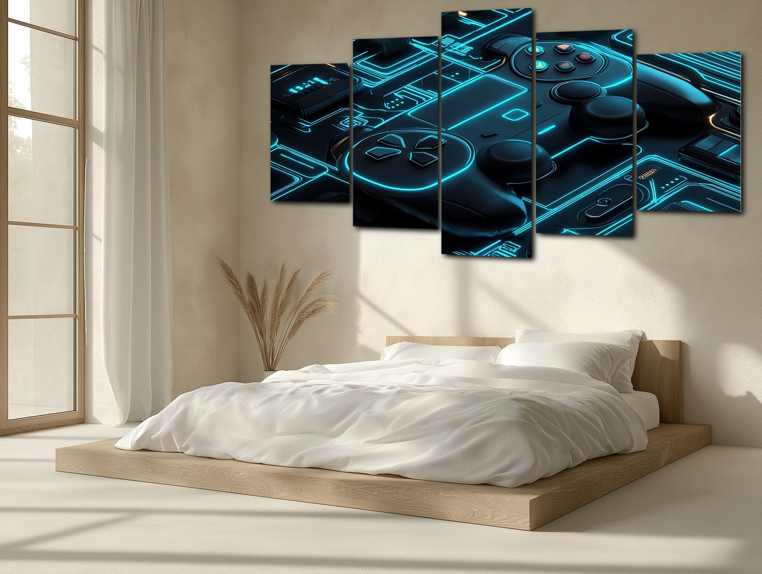 ZORYAN Toile Murale 5 Pieces Gamer Jeu Vidéo Tableau Moderne