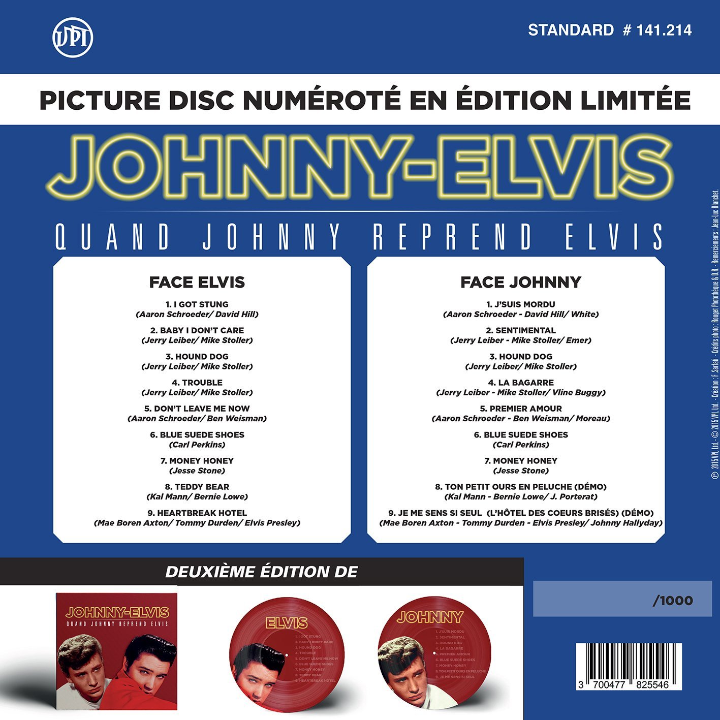 Quand Johnny Reprend Elvis Picture Disc (Édition Bleue)