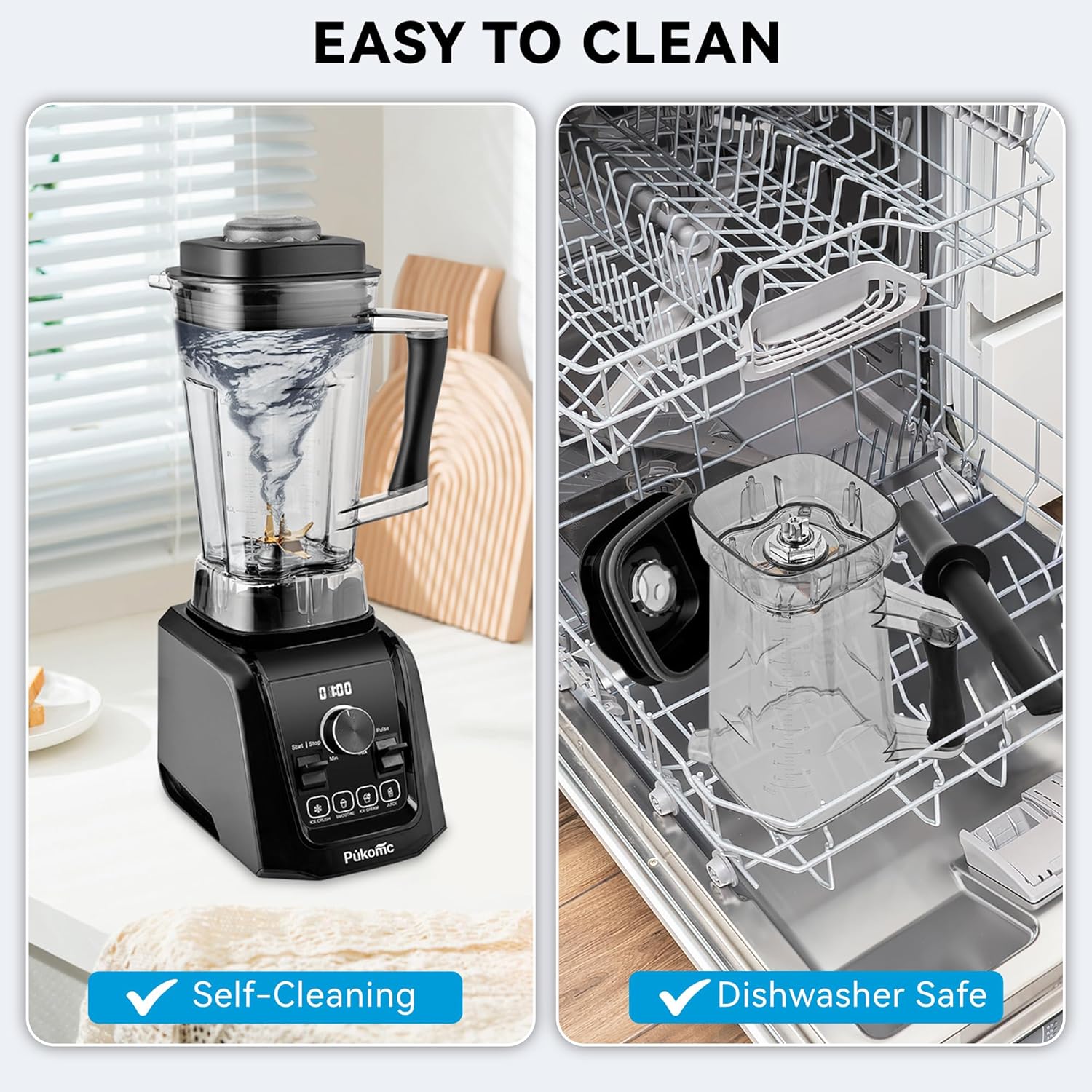 Pukomc KT-Y10 Blender self-cleaning and dishwasher safe components