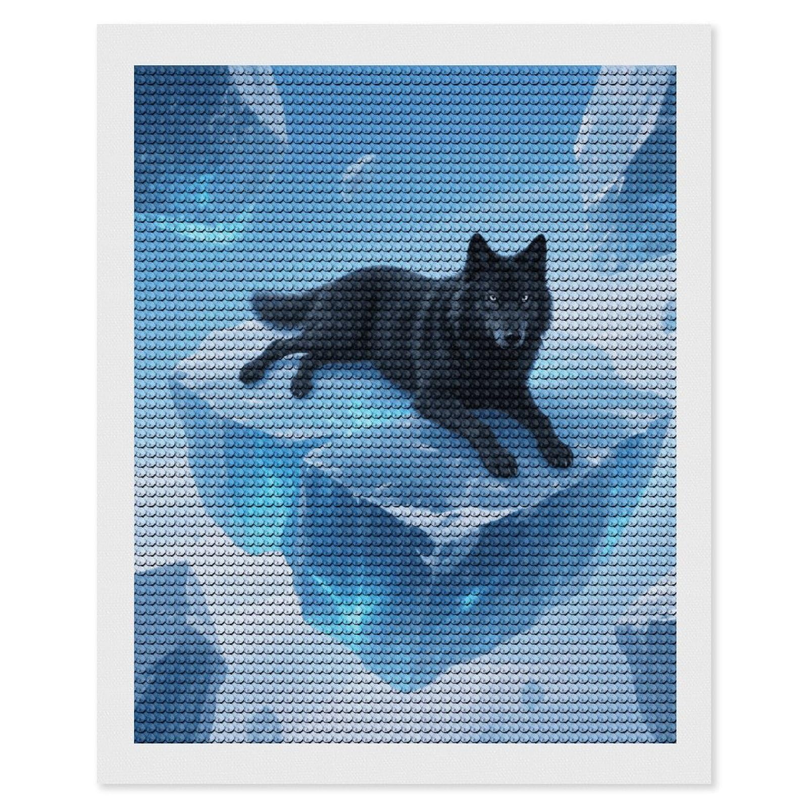 DWVTSLH Wolf Novelty Diamond Painting Kits for Adults, Personalized Diamond Photo Art Full Drill, DIY 5D Diamond Art Painting Kits for Beginners, Home Wall Decor 16"x20"