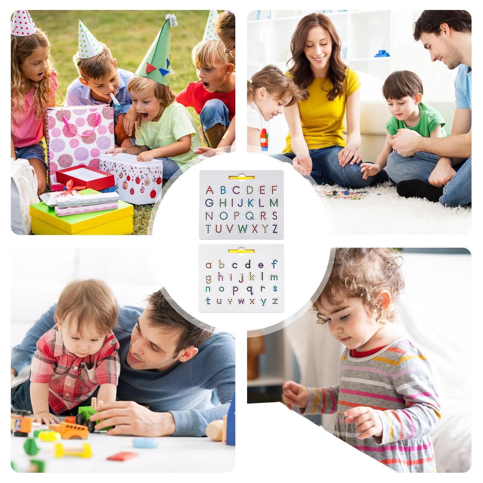 Lavagna magnetica con lettere su entrambi i lati, per giochi di apprendimento 2 in 1, in ABS da 12,2 pollici, tappetino per tablet con perline magnetiche, giocattolo per esercitarsi a scrivere a