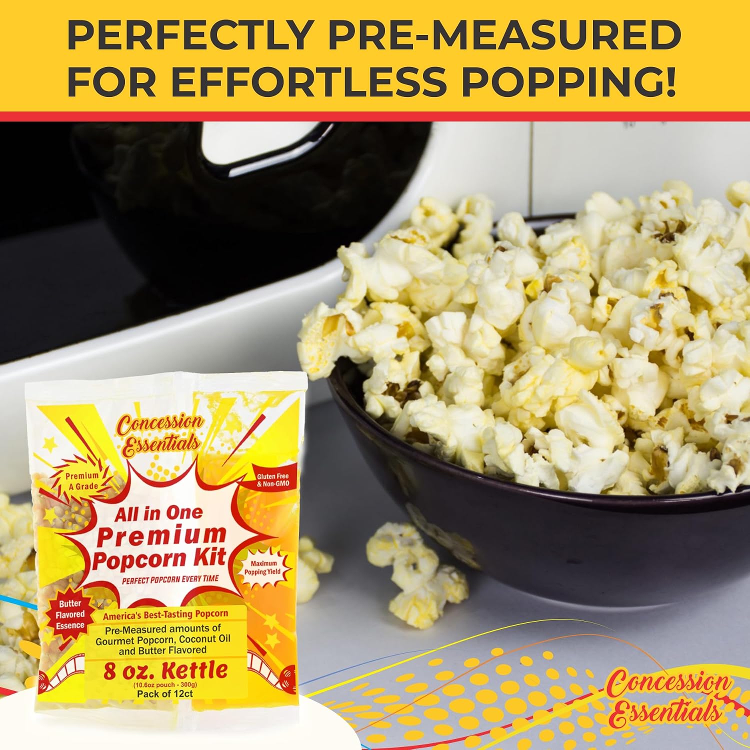 Concession Essentials 8oz Popcorn Portion Packs – Pre-Measured Kernels, Oil & Salt – Case of 12 Packs for Perfect Popcorn Every Time image 3