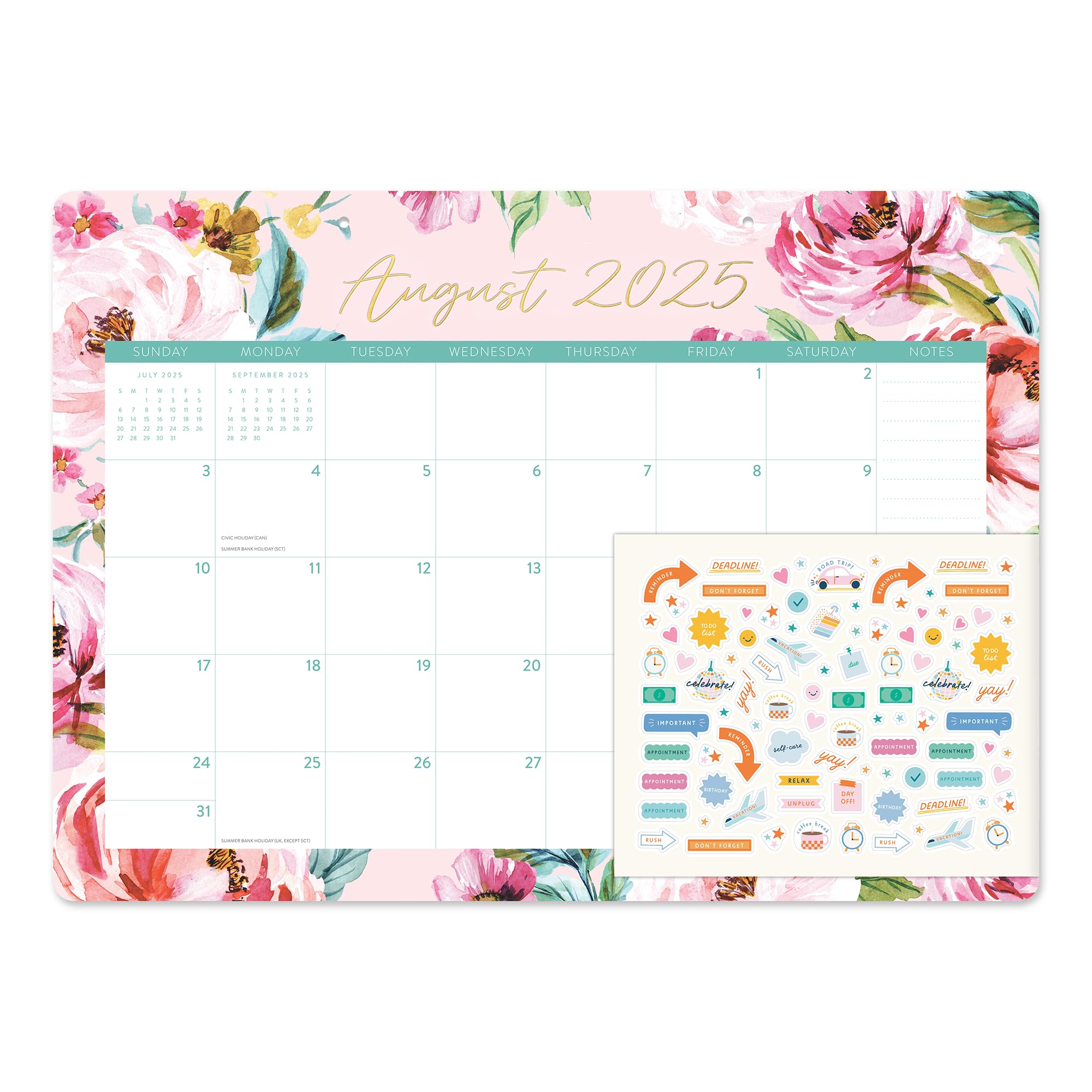 Orange Circle Studio 2026 Dekorativer Schreibtisch-Blotter Kalender/Akademischer Planer, Bella Flora, Schreibtischunterlage, Schreibtischunterlage, Wandbehang, großer Monatsplaner für Home Office