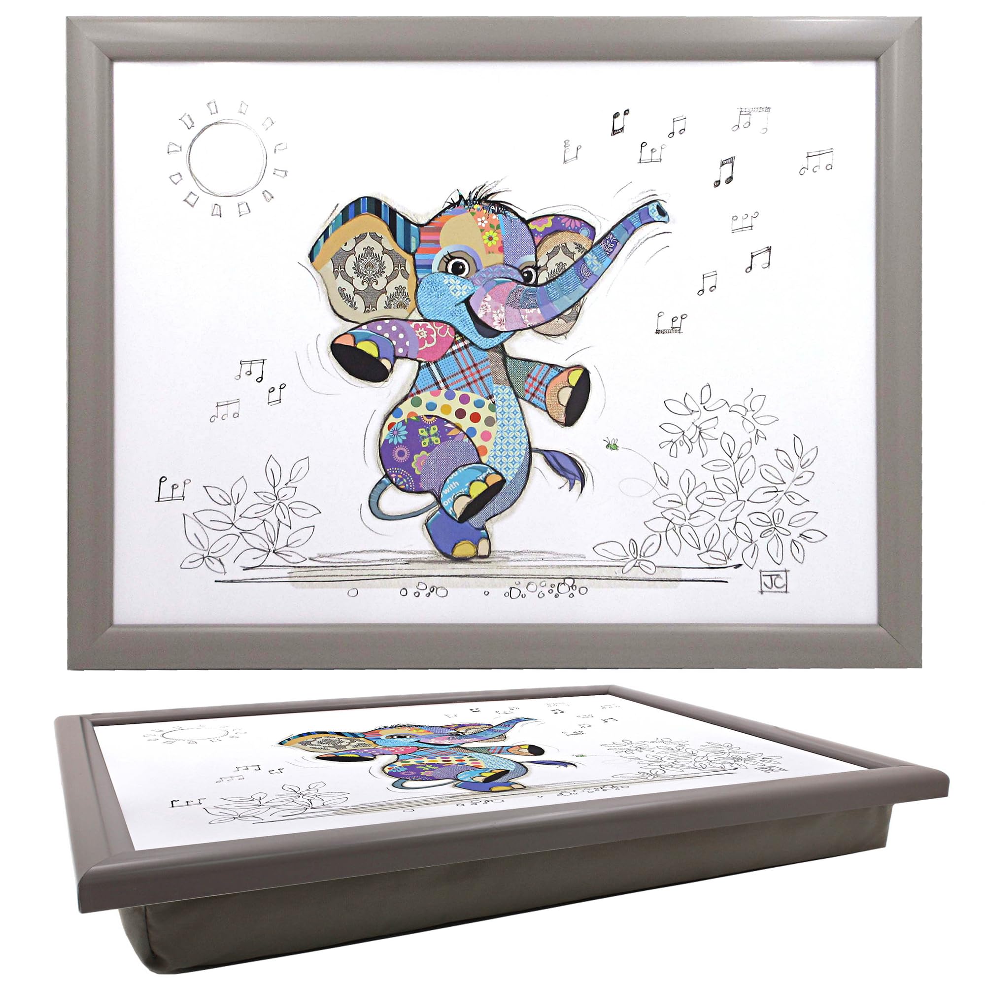 The Leonardo Collection Bug Art - Elephant 'Elly' Lesser & Pavey Bug Art Elly Elephant Laptray For Food Serving & Breakfast | Comfortable Lap Trays With Bean Bag Cushion For Snacks & Dinner | Durable Serving Tray For Eating On Lap For Adults