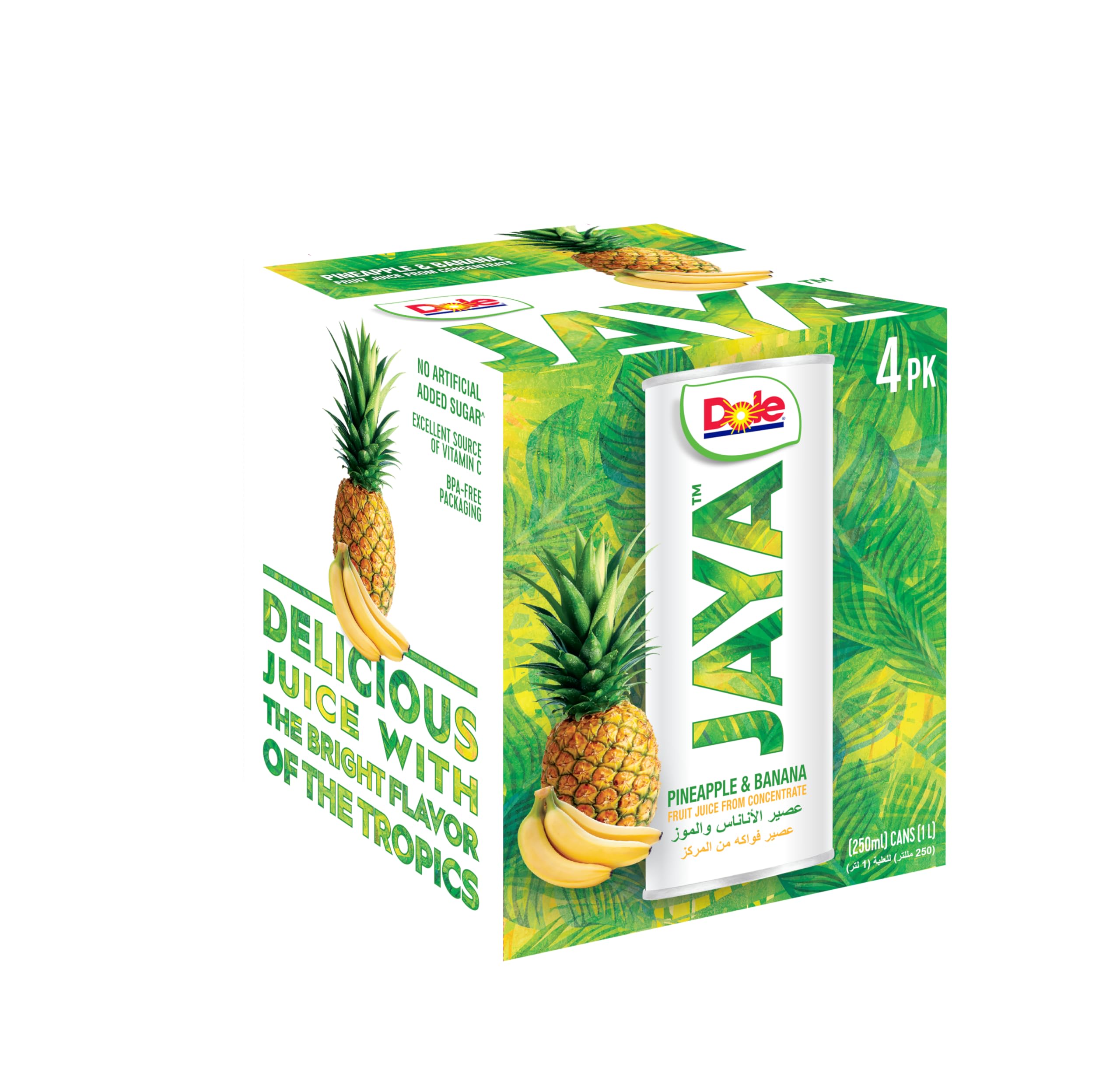DoleJaya Pineapple & Banana Juice From Concentrate, 4 X 250 Ml