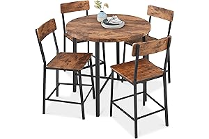 Best Choice Products 5-Piece 35.5in Modern Round Counter Height Dining Set for...