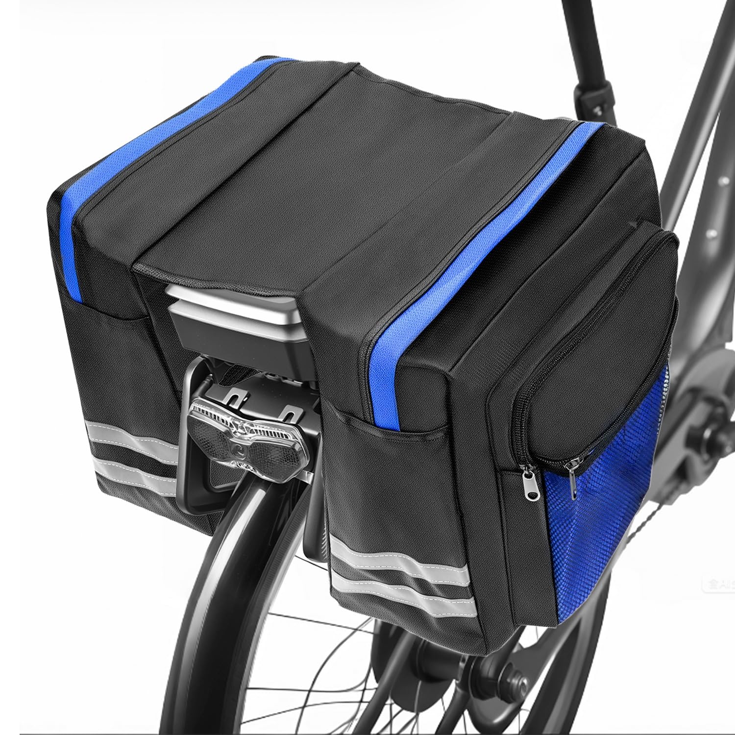 QWORK® Alforjas para Bicicleta de PVC 600D, Bolsa Portaequipajes Con Tiras Reflectantes para Asiento Trasero