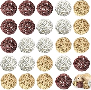 24 Stück KaubäLle: Kleintiere Kauspielzeug NatüRliche Hasen Kauspielzeug, 4cm Grasspielzeug Kleintierspielzeug Weidenball Spielzeug für Meerschweinchen Hamster Chinchilla Rennmäuse Kleintiere product image
