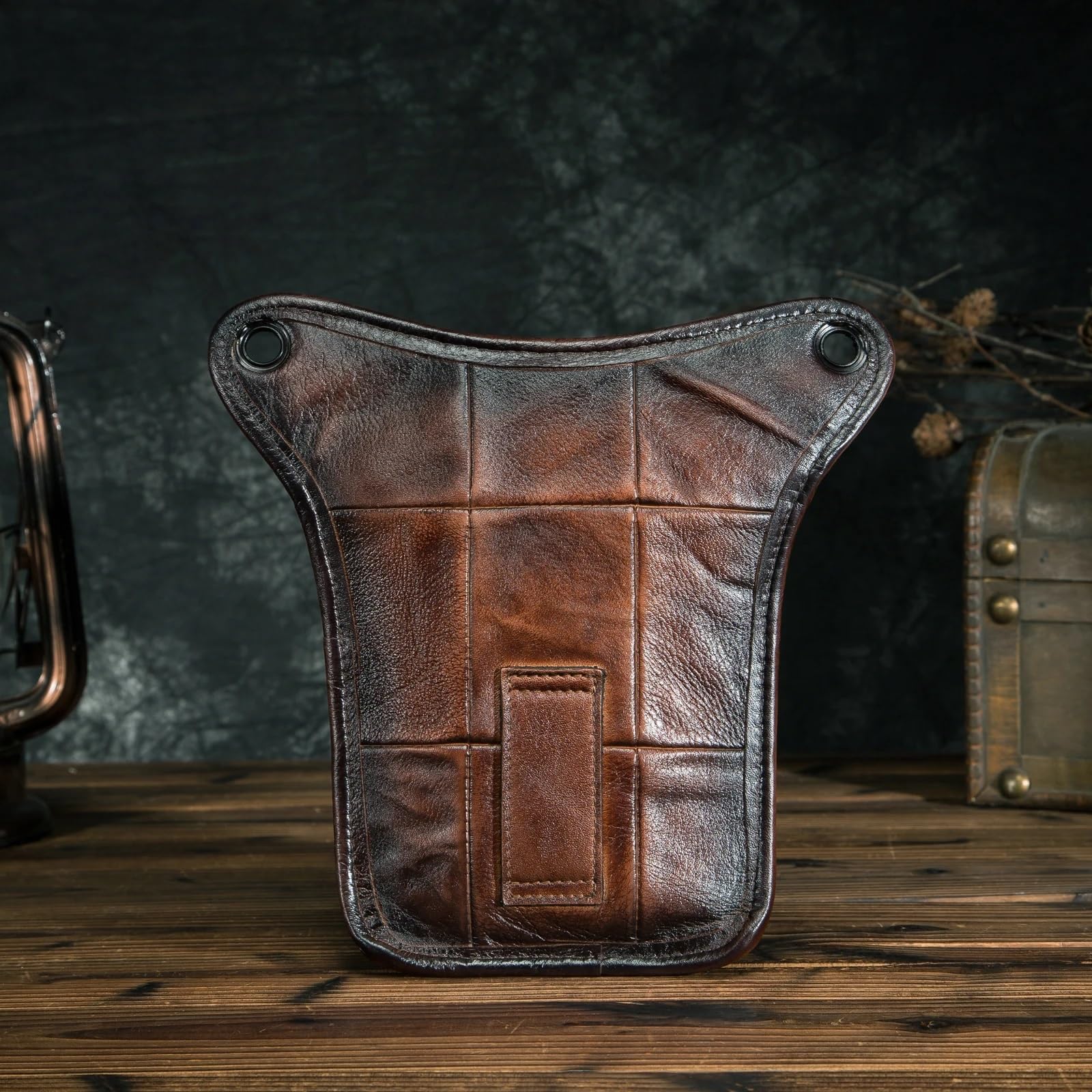 Gruby Crazy Horse skórzany męski design na co dzień kawa klasyczna torba na ramię moda podróżna nerka pas biodrowy torba na nogi 211-5, Ciemny brąz, Jeden rozmiar