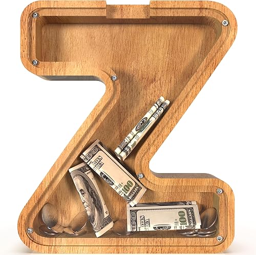 Miniatura 63 de Alcancías de Letras de Madera Extra Grandes de 12" - Alcancías para Niños y Niñas, Bancos de Dinero del Alfabeto con Inicial R - Banco de Monedas