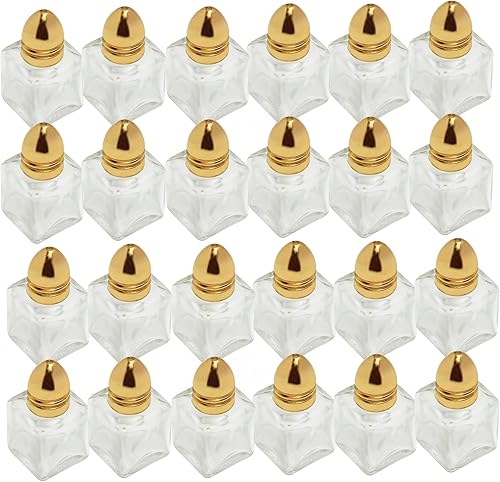Juego de 24 saleros y pimenteros dorados de 12 oz, mini cubos cuadrados de cristal, saleros y pimenteros con parte superior dorada para restaurantes