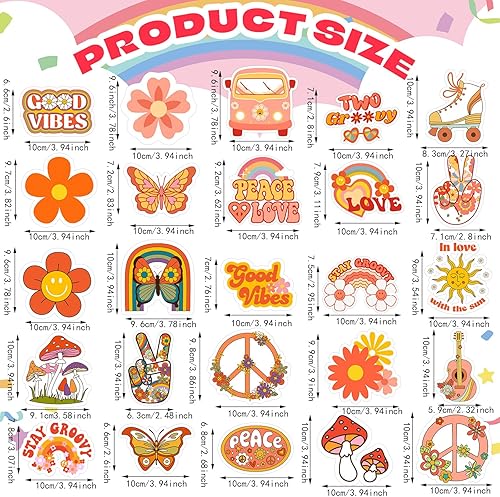 Miniatura 2 de 25 imanes de flores hippie para automóvil, diseño de flores, estilo bohemio, retro, magnéticos, hippie, para nevera, puerta de metal, pizarra