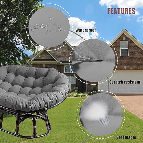 Miniatura 5 de Papasan doble de gran tamaño, cojín para silla de huevo, cojín de silla Papasan doble, cojín acolchado de asiento Papasan de ratán, columpio de