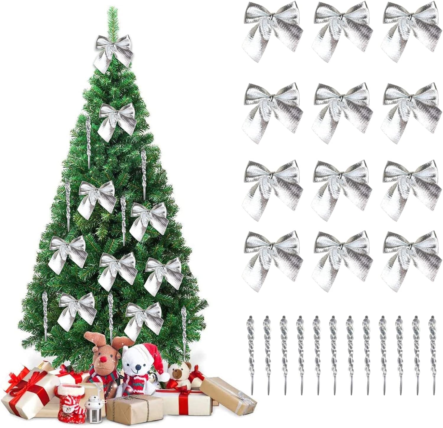 180cm クリスマスツリー シルバーリボン 180cm クリスマスツリー シルバーリボン 180cm クリスマスツリー