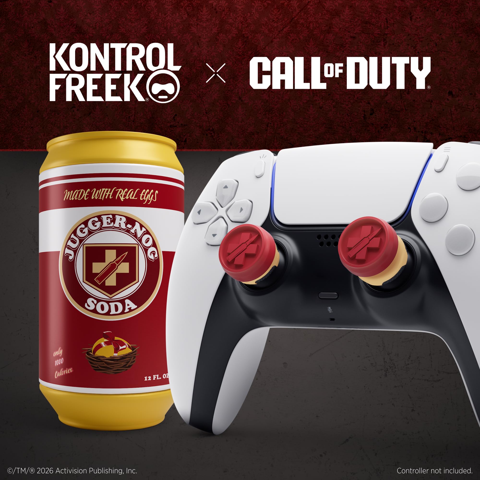 KontrolFreek® Jugger-Nog Performance Thumbsticks® | for PlayStation 5 (PS5) & PlayStation 4 Controller | Red and Cream - 2