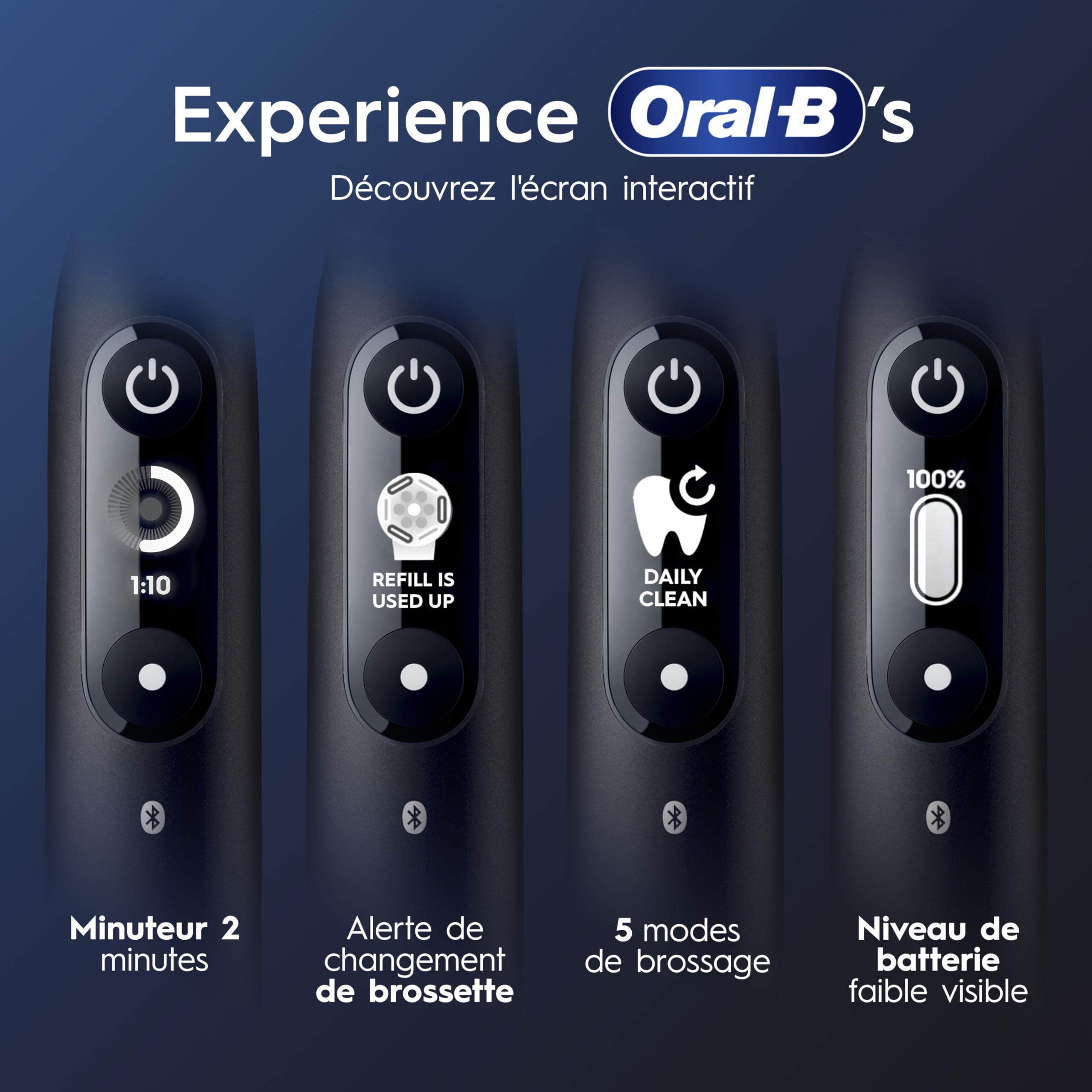 Oral-B Brosses A Dents Electriques iO6 Duo Noire Et Rose, 5 Modes Dont Blancheur Et Soin Des Gencives, Capteur De Pression, Ecran Interactif, 3 Brossettes De Rechange Oral B