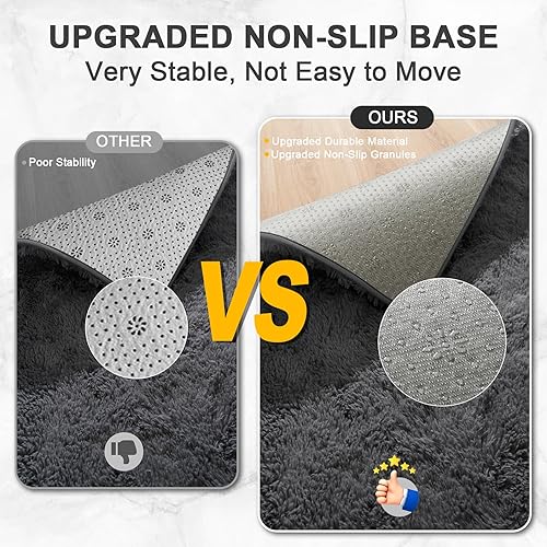 Miniatura 3 de Fosirug 5x8 Alfombras lavables a máquina para dormitorio y sala de estar, alfombra de pelo mullido suave gris, alfombras de suelo interior para