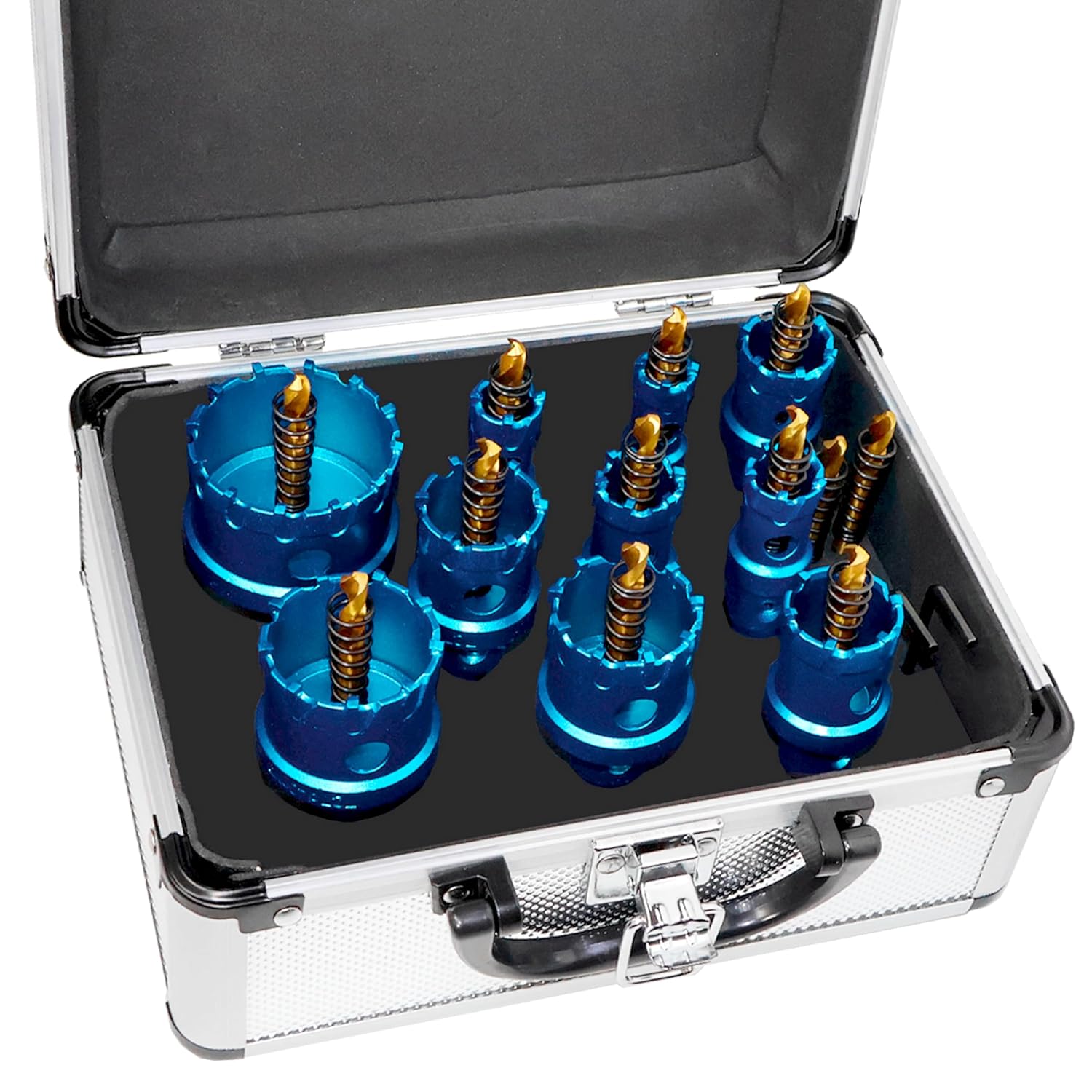 TCT Carbide Hole Saw Kit for Hard Metal 5/8"~2" Carbide Hole Saw with Titanium-Plated Pilot Drill Bit for Metal Such as Iron Stainless Steel Aluminum Alloy Plastic Copper Plasterboard (12PCS)