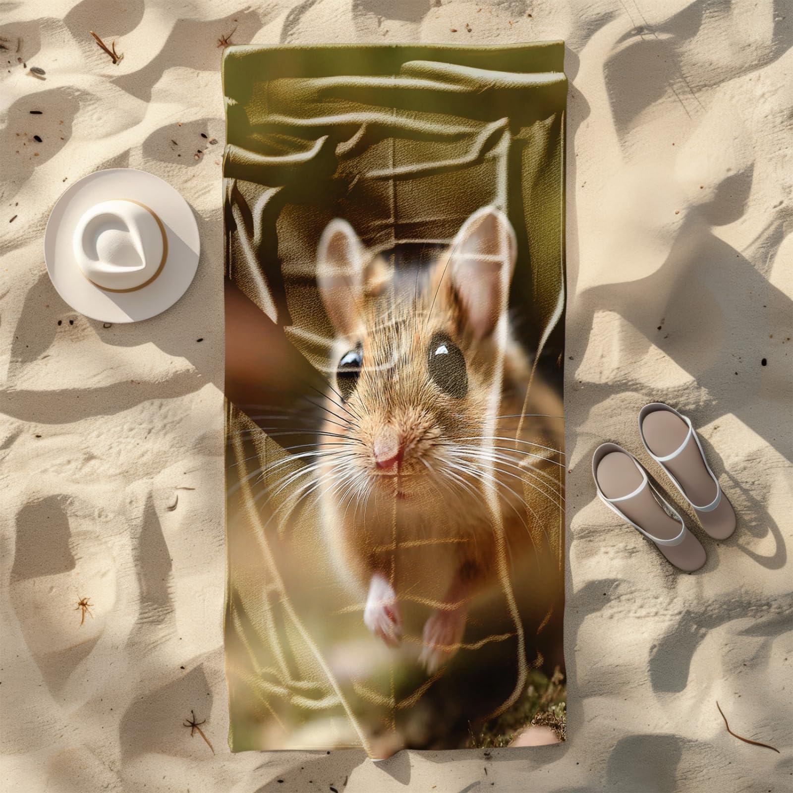 Générique Serviette Microfibre Plage Animal Marron Clair Mignon