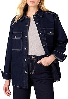 Womens Oversized-Fit Heavyweight Denim Shirt Jacket