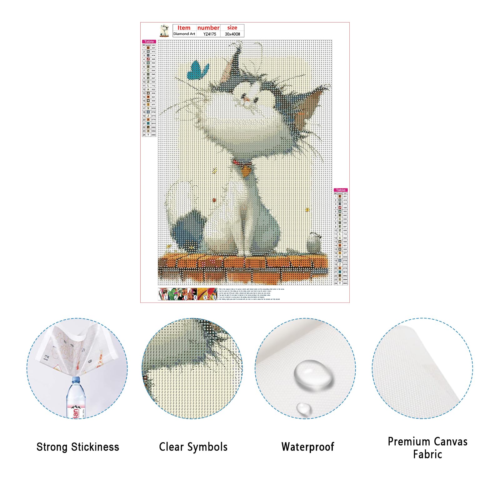 Diamond Painting Chat 30x40cm - Kit Créatif Broderie Diamant Pour Déco Maison