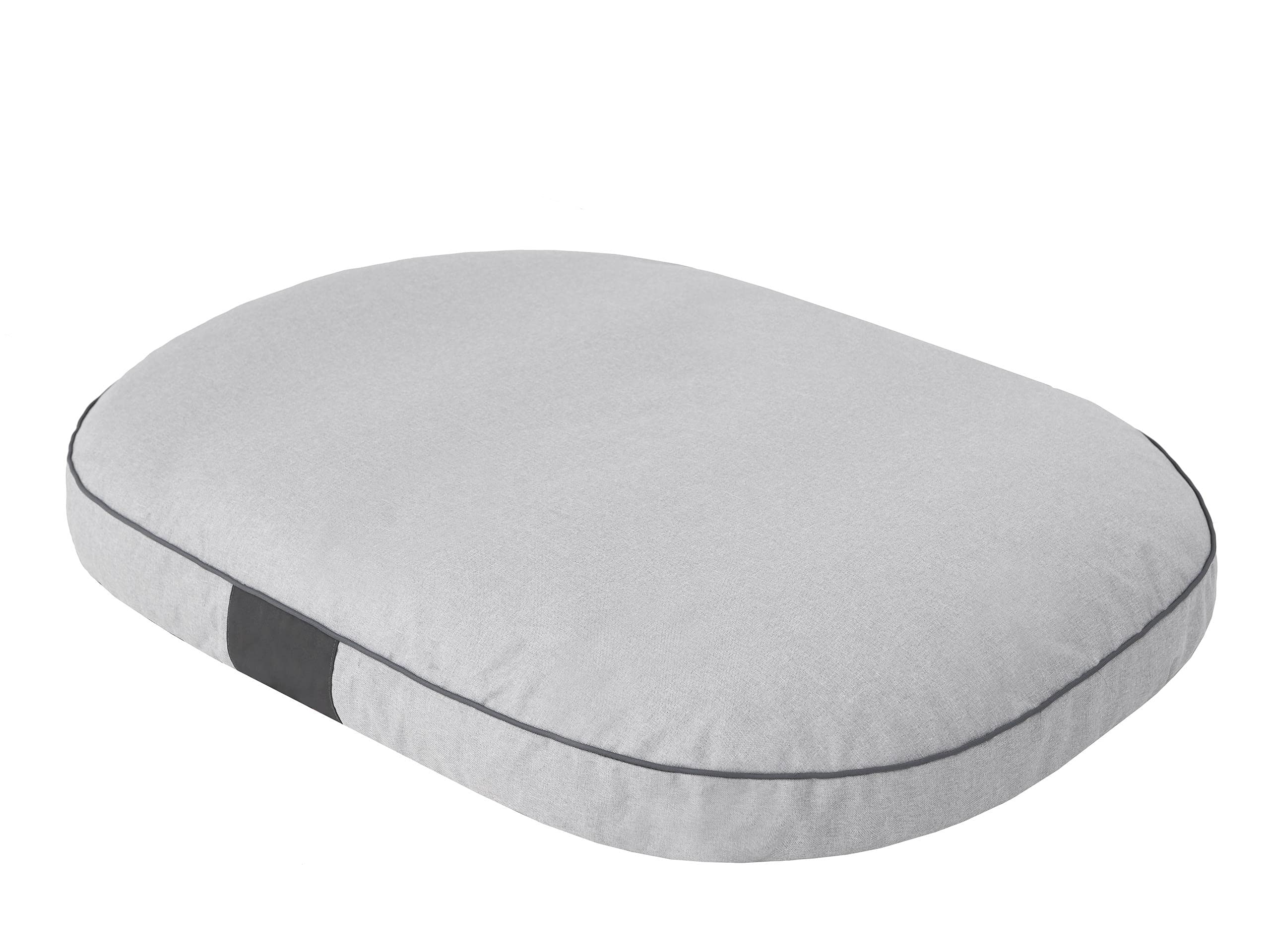 Pillowprim Cojín para perros, cama para perros, colchón para perros, cama para perros, sofá ovalado, colchón mediano L, 87 x 68 cm, gris ceniza, tejido de lino ecológico