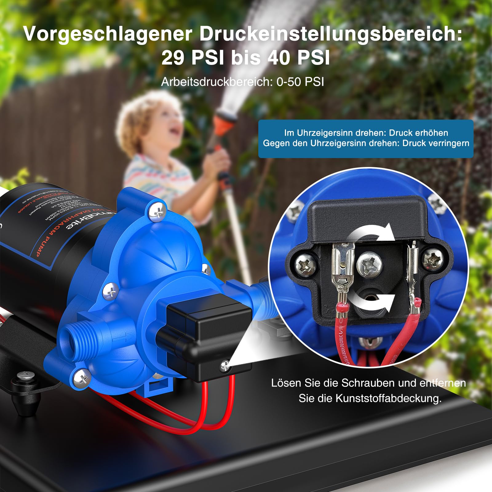 DC 12V Wasserdrucksystem - Wasserpumpe 12V Membranpumpe Selbstansaugende 3.0GPM 50 PSI und 0.75L 125 PSI Druckausgleichsbehälter Wohnmobil für Camping Gartenbewässerung, Boote