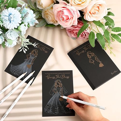 Miniatura 10 de Fulmoon 30 juegos de Adivina el vestido, juegos de despedida de soltera para invitados, incluye tarjetas de juegos de ducha de boda, lápices