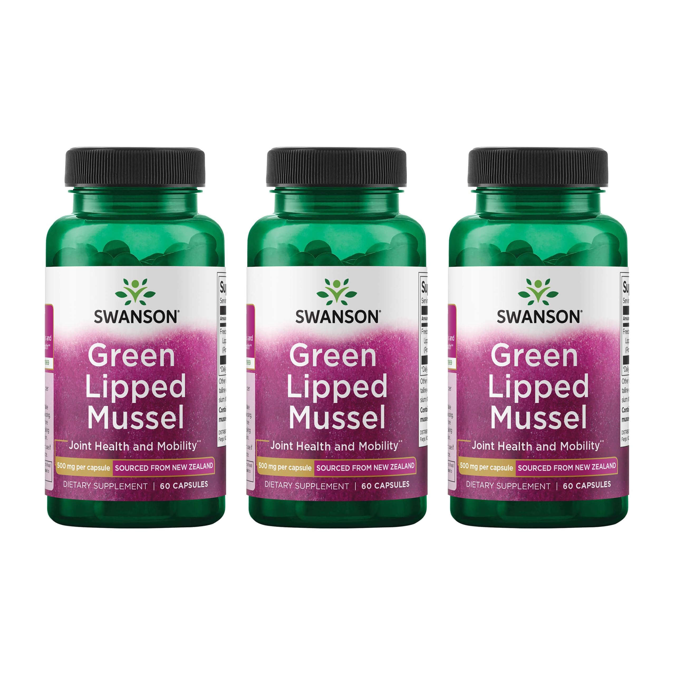 Swanson Green Lipped Mussel (Freeze-Dried) (60 Capsules, 3 Pack) 60 Count (Pack of 3)