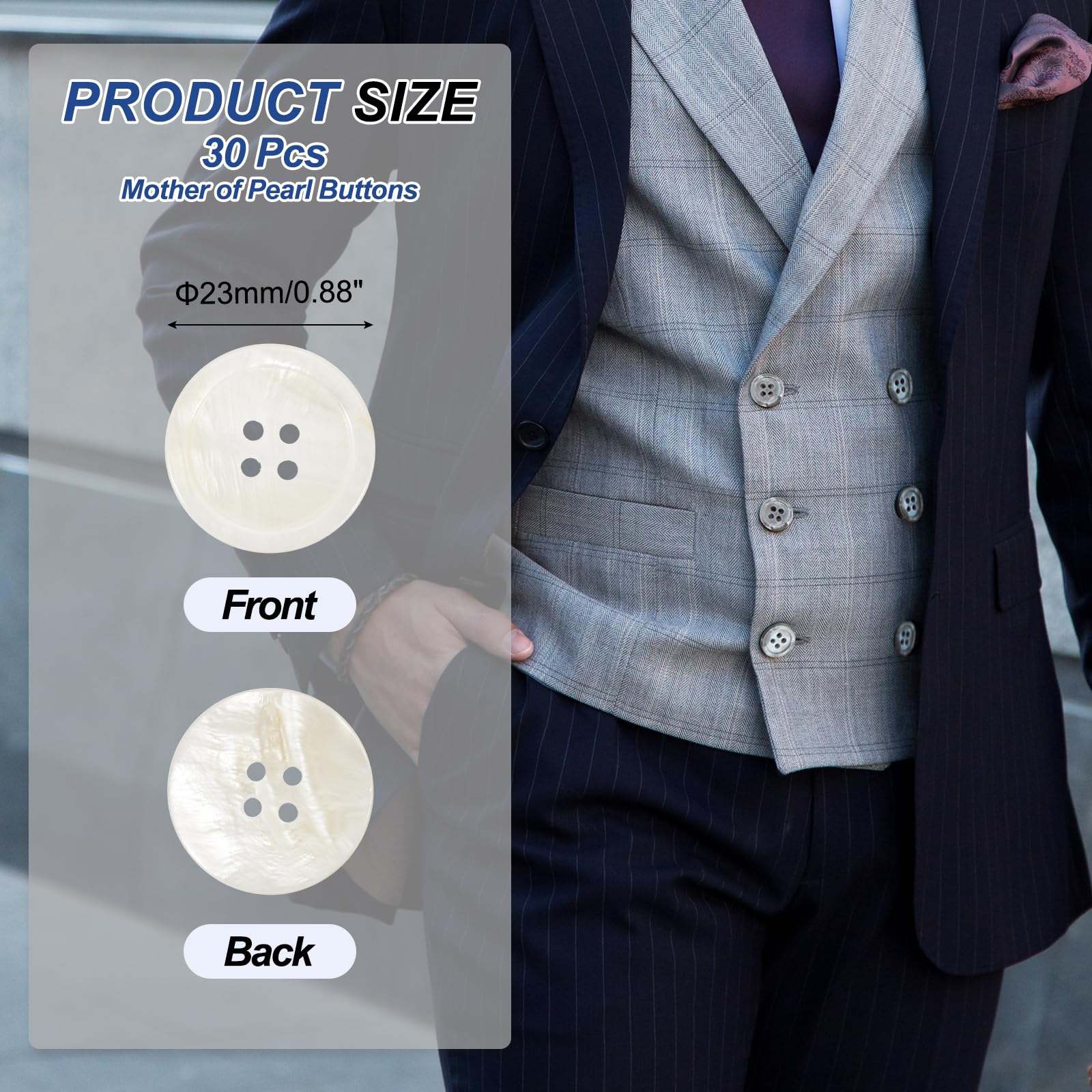 PATIKIL 30 Pcs 23mm Mother of Pearl Buttons - Image 2