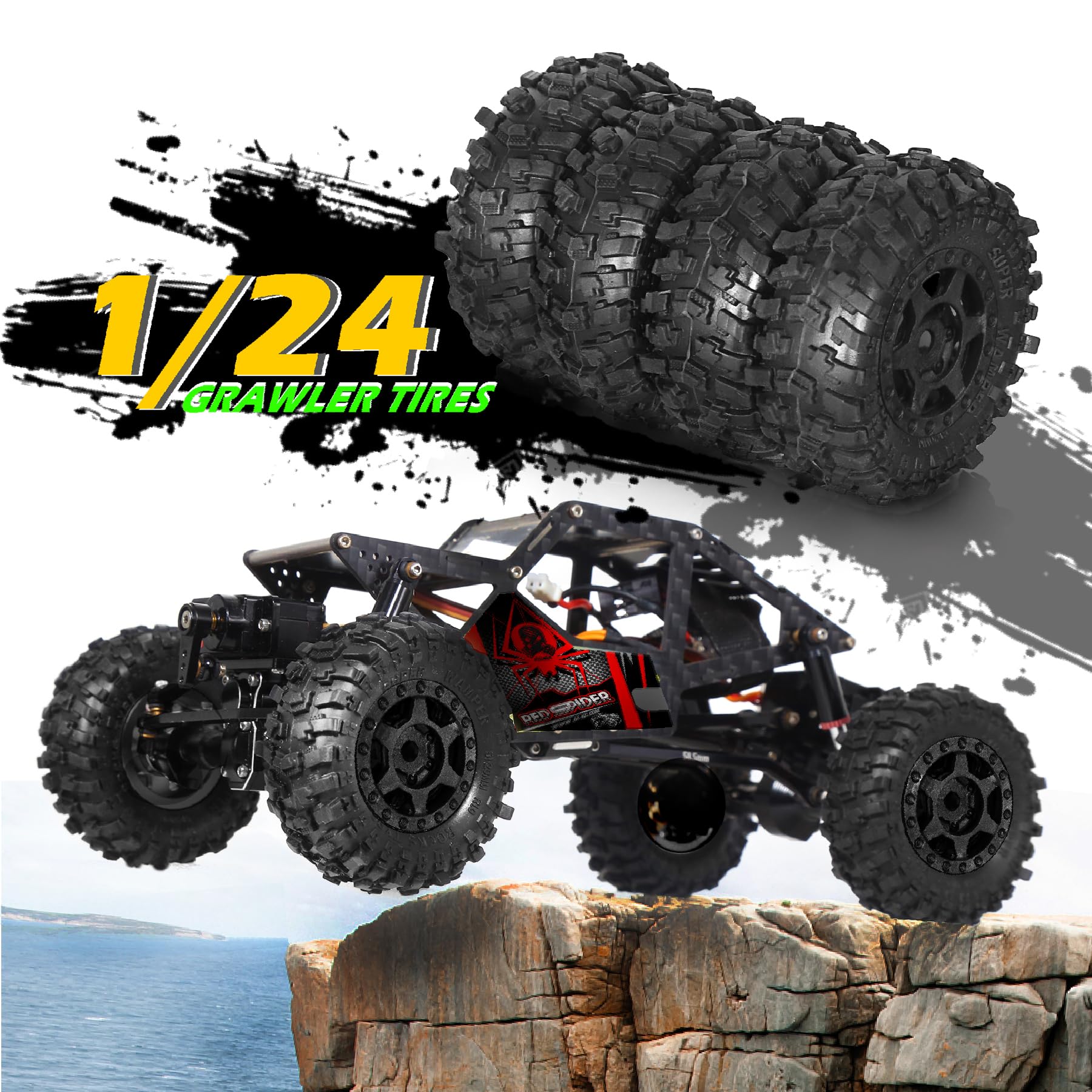 1.0 Beadlock Wheels and Tires?4pcs? 1.0 Crawler Tires OD 51 * 20mm Plastics 1.0 Wheel 1/18 1/24 RC Crawler Tires for SCX24 TRX4M FMS FCX24 FCX18 AX24 (at)