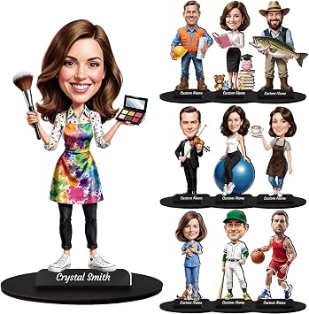 Personalized Figurine with Photo Custom Cartoon Portrait Sculpture Desk Ornament with Name Plaque | Occupation & Hobby Miniature Statue Gift for Birthday, Christmas, Anniversary
