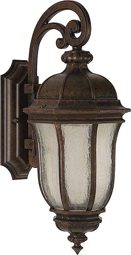 Craftmade Z3324-PRO Harper - Lámpara de pared para exteriores, 3 luces, 180 vatios, bronce peruano (12 pulgadas de ancho x 28 pulgadas de alto)