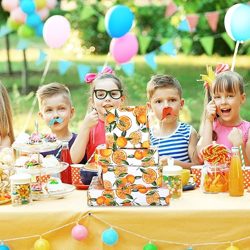 Miniatura 7 de AnyDesign - Papel de regalo naranja para acuarela, frutas cítricas, papel de regalo plegado a granel, papel de arte plano mandarina para cumpleaños,