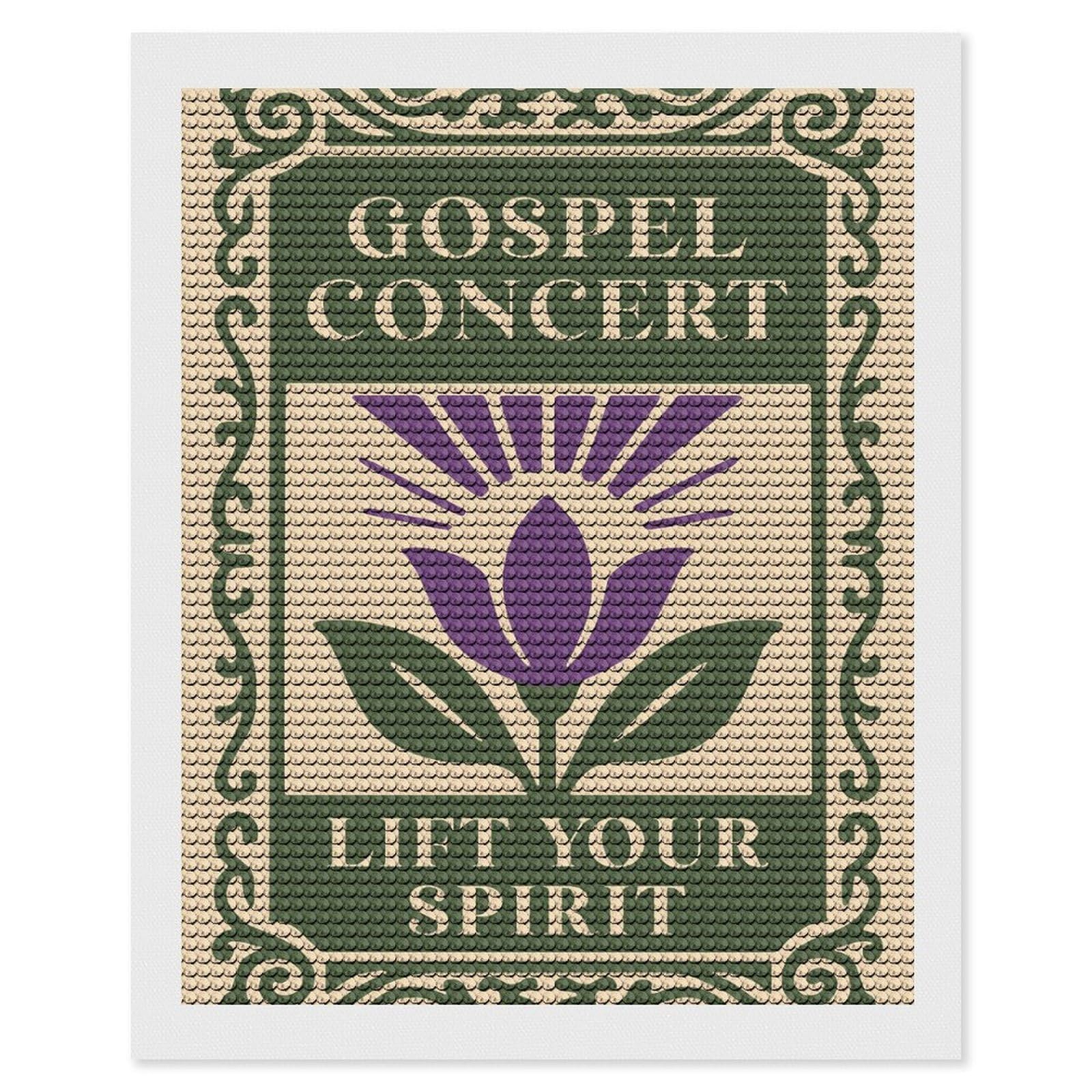 Junmoney Gospel Concert Crystal Diamond Art Kit 16"x20", Stress Relief Craft, Decorative Artwork, Vintage Style Decor, Birthday Gift