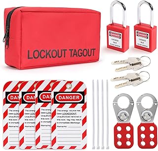 Alamanda Lockout Tagout Kit Electrical Circuit Breaker Lockout Loto Hasp Loto Safty Padlock Set Lockout Tag Lock Out Tag Out for Lockout Station